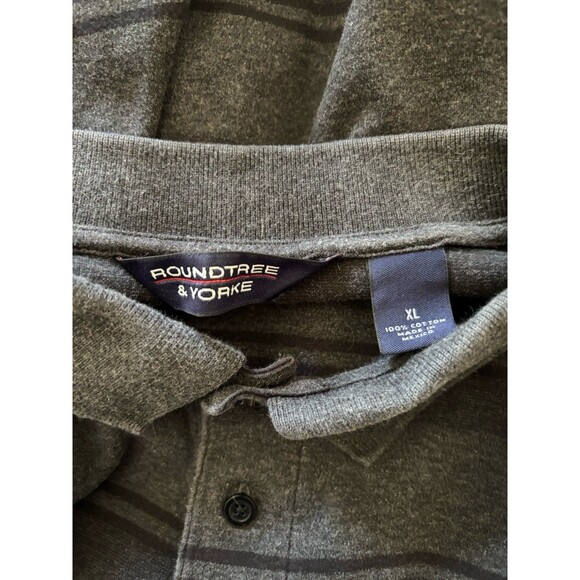 Roundtree & Yorke Men's Sz XL Grey Striped Long Sleeve T-Shirt Henley Polo - Picture 5 of 5